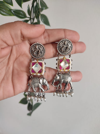 Gajraj Kundan stone designer brass earrings