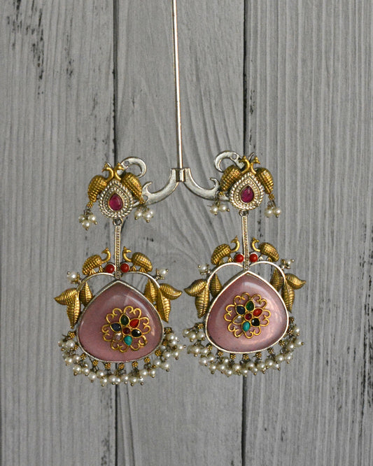 Peacock Stone Kundan Designer Earrings