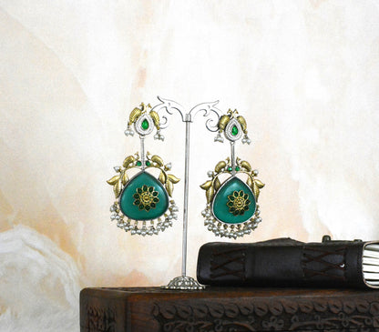 Peacock Stone Kundan Designer Earrings