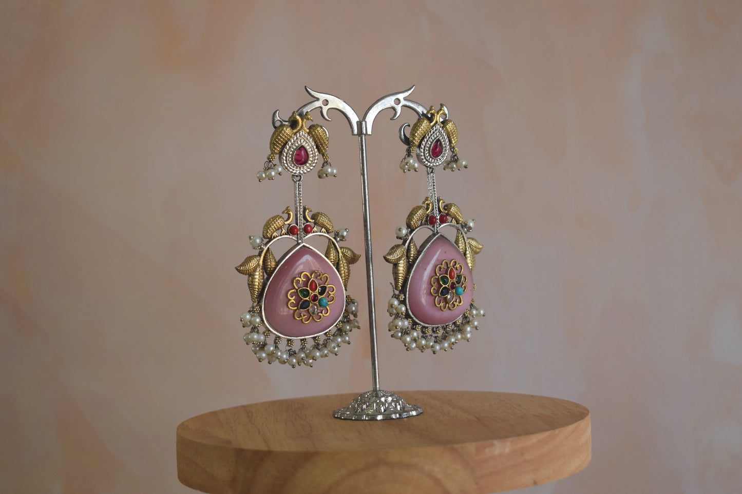 Peacock Stone Kundan Designer Earrings