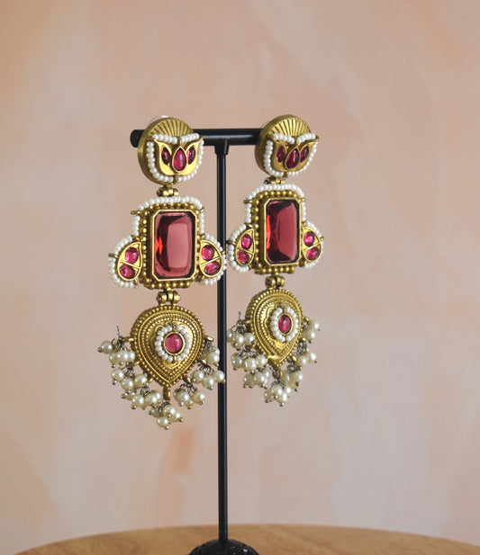 Monali Kundan Brass Earrings