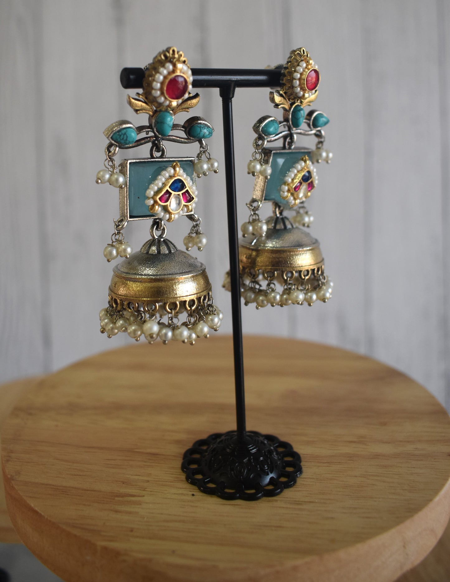 Pritha Stone Dual Tone Kundan Brass Earrings