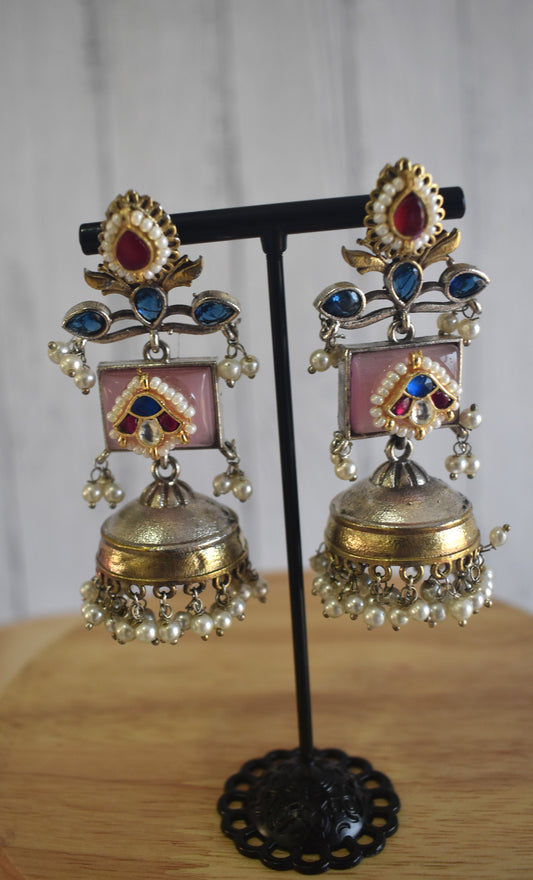 Pritha Stone Dual Tone Kundan Brass Earrings