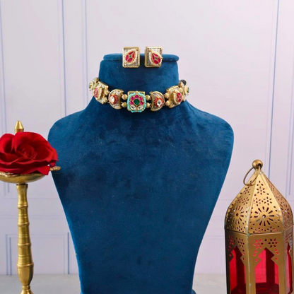 Designer Pachi Kundan Necklace Set