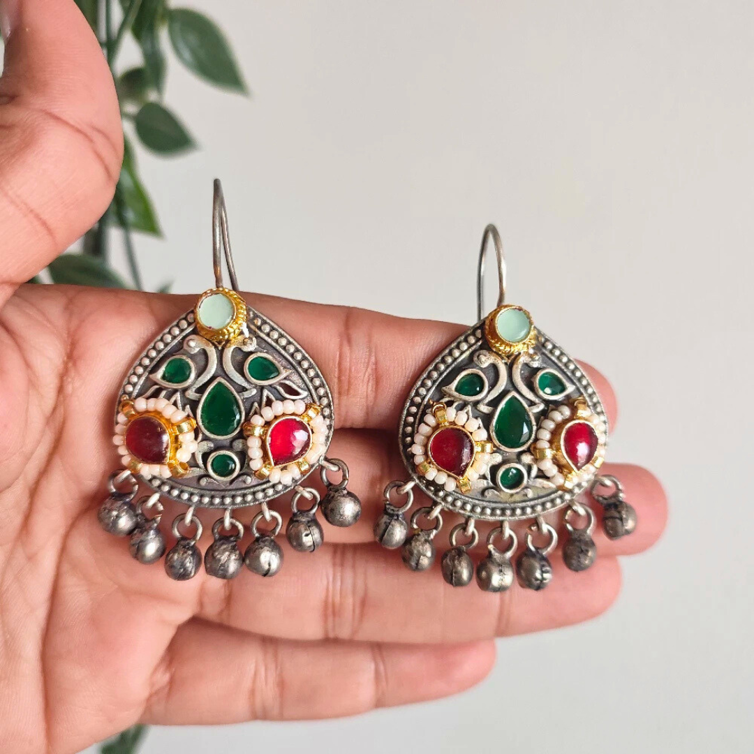 Ghumar Kundan Stone Jhumkis