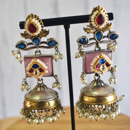 Pritha Stone Dual Tone Kundan Brass Earrings