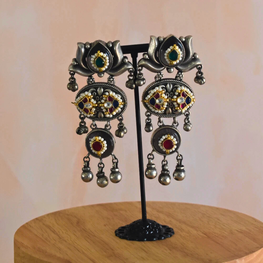 Priya Pachi Kundan Stone Earrings