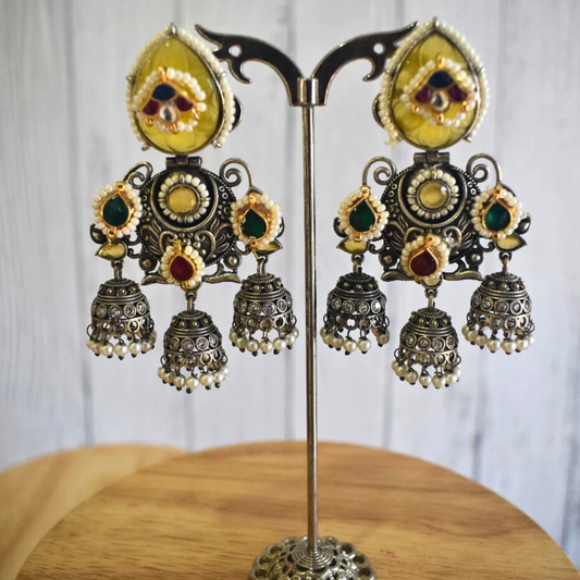 Pachi Kundan and Brass Designer Earrings