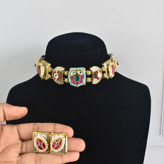 Designer Pachi Kundan Necklace Set