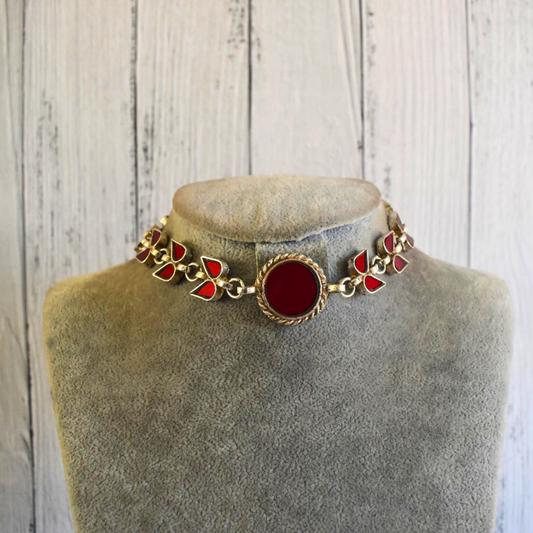 Medha Red glass choker