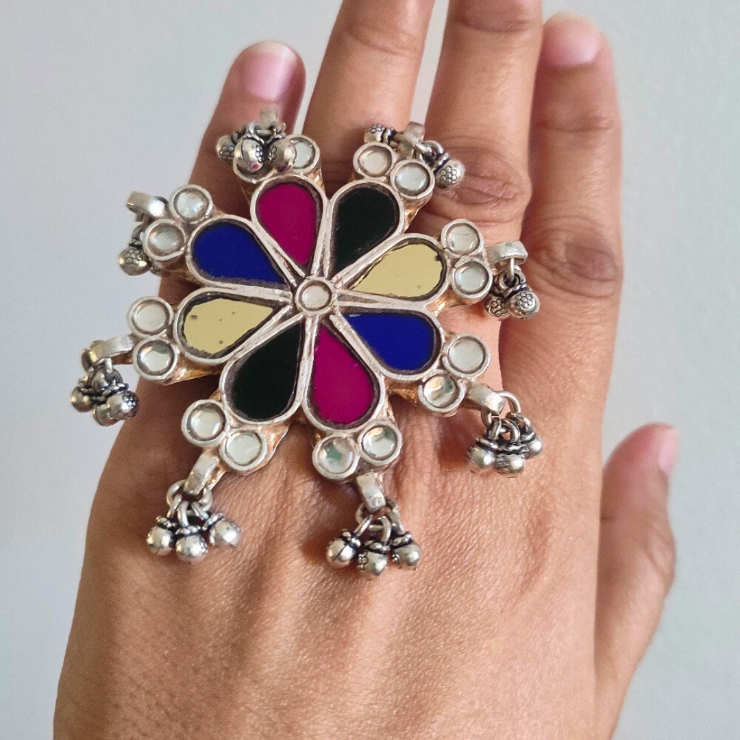 Mrina Multicoloured Adjustable Big Size Ring