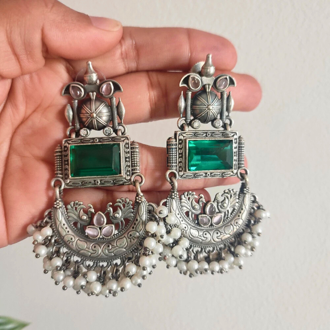 Sirsha stone brass jhumki