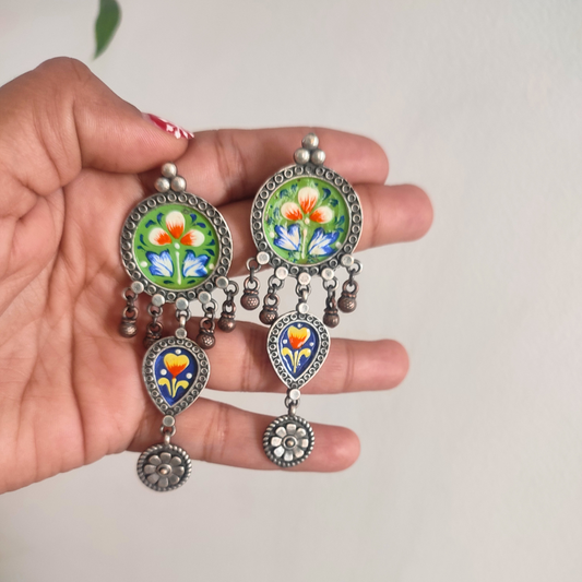 Preet handpainted stud drop earrings